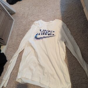 Nike White Long Sleeve Shirt Size L